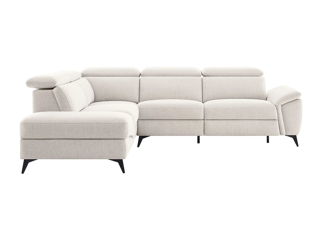 Cadilo canapé d'angle gauche 5 places tissu chiné beige relax électrique - Vue supplémentaire 3