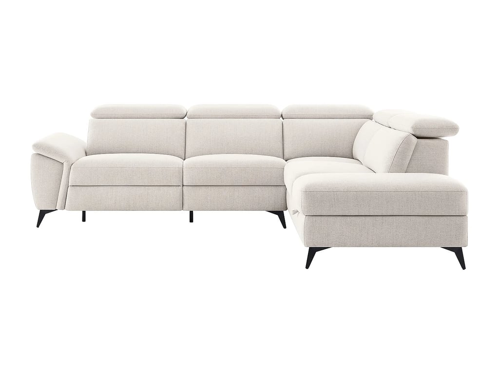 Cadilo canapé d'angle droit 5 places tissu chiné beige relax électrique - Vue supplémentaire 3