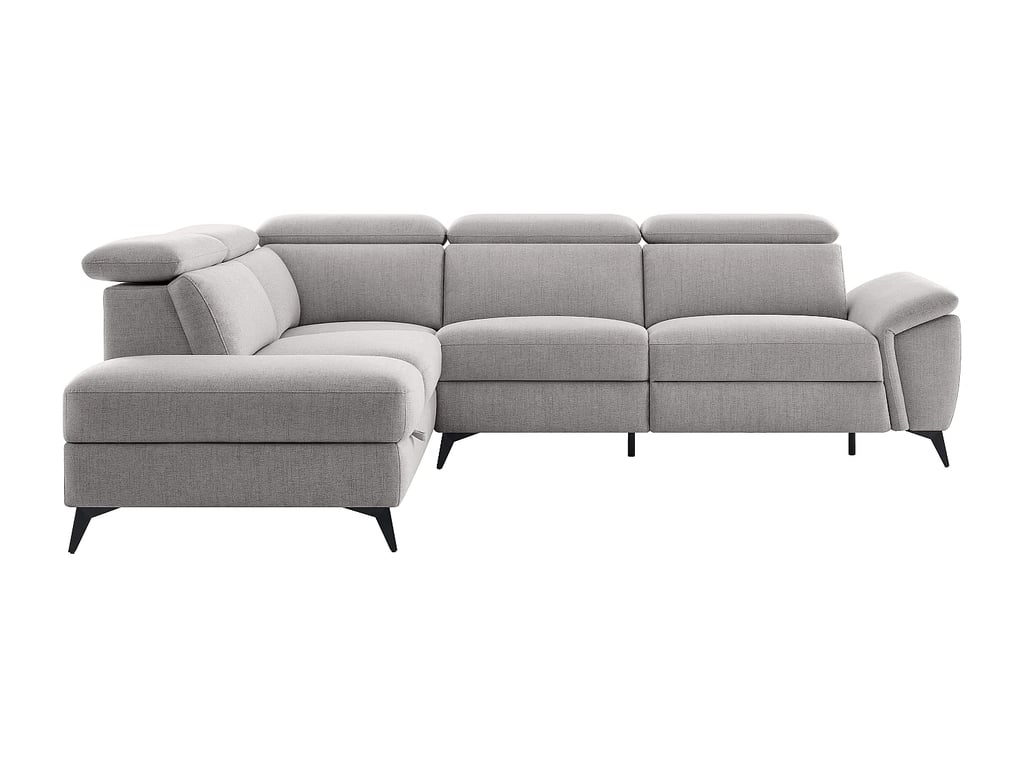 Cadilo canapé d'angle gauche 5 places tissu chiné gris clair relax électrique - Vue supplémentaire 3