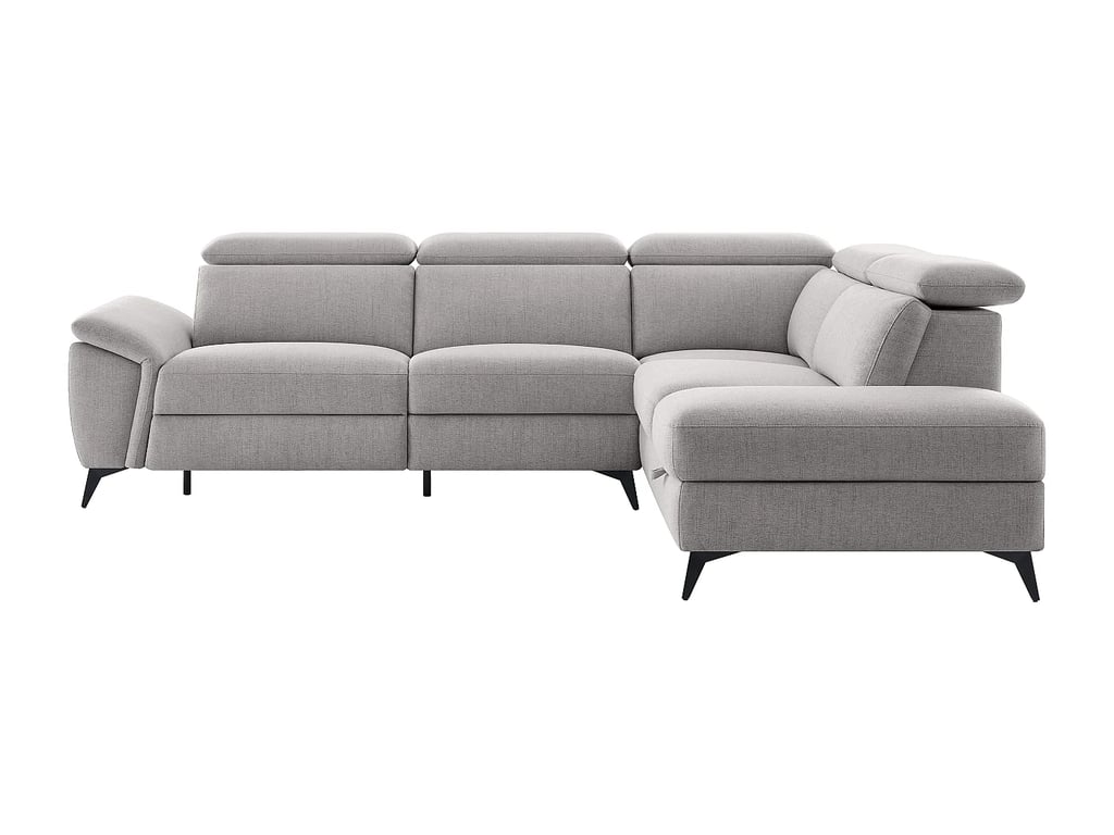 Cadilo canapé d'angle droit 5 places tissu chiné clair gris relax électrique - Vue supplémentaire 3