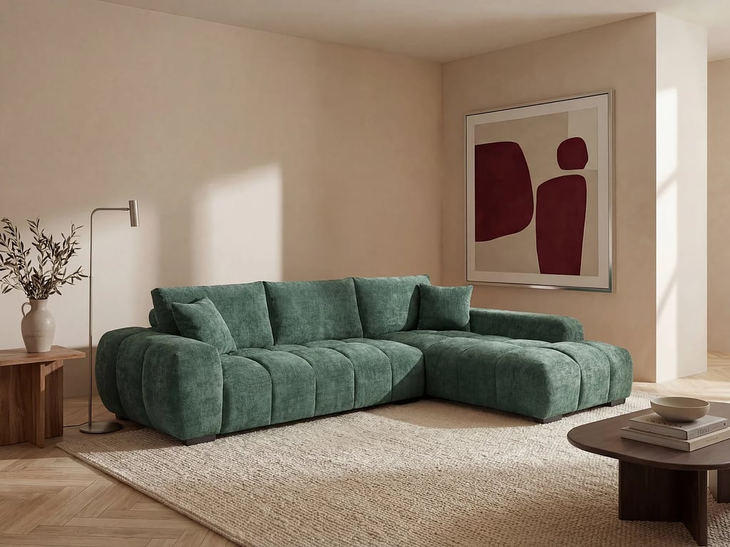 Produit similaire: Berenia canapé d'angle droit 5 places tissu texturé vert