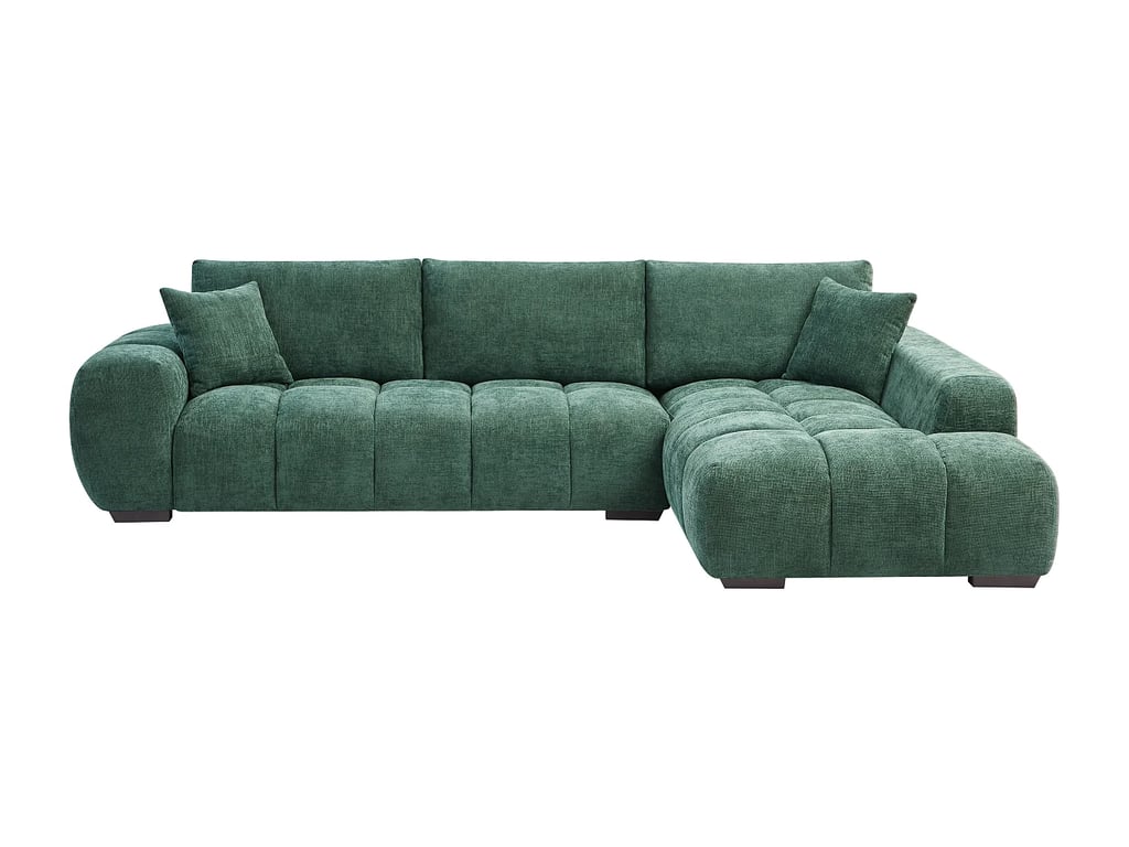 Berenia canapé d'angle droit 5 places tissu texturé vert - Vue supplémentaire 3