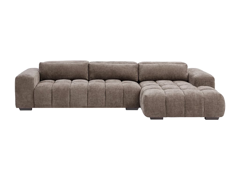 Loponza canapé d'angle droit 5 places tissu texturé marron - Vue supplémentaire 3