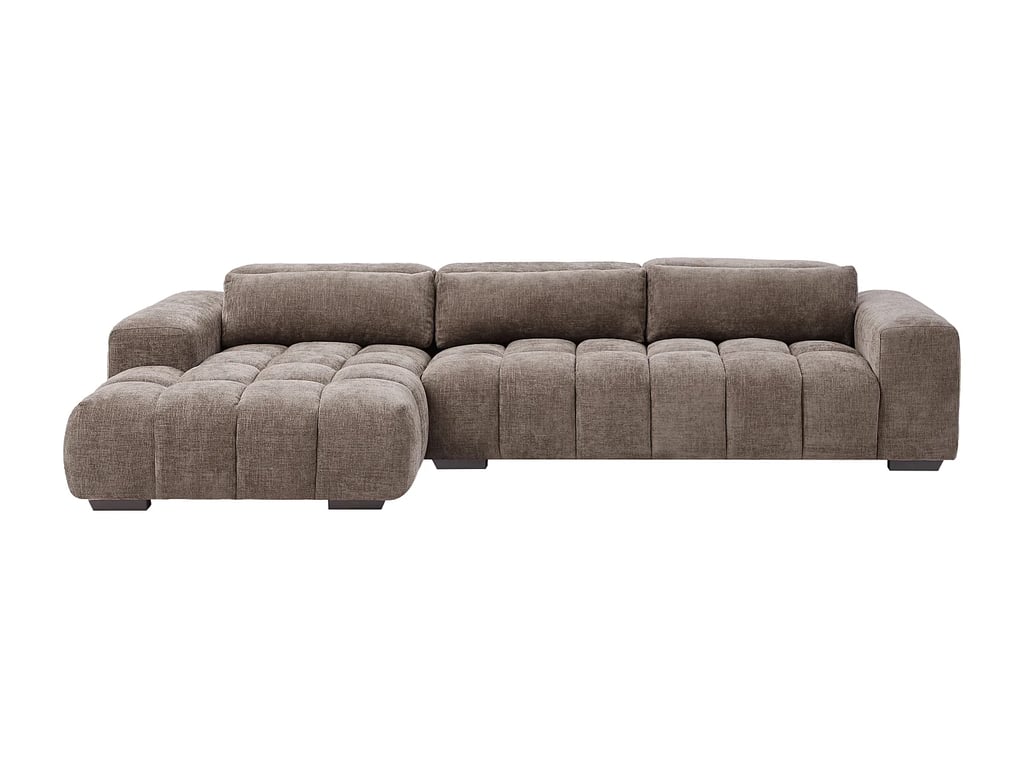 Loponza canapé d'angle gauche 5 places tissu texturé marron - Vue supplémentaire 3