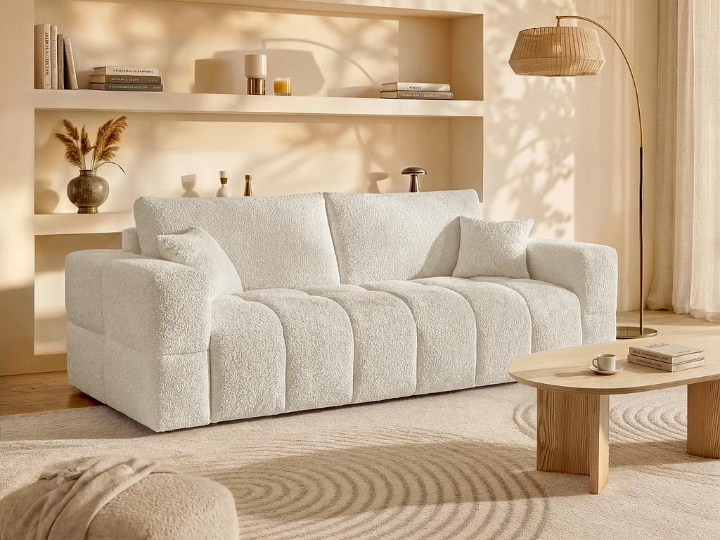 Produit similaire: Issoro canapé convertible 4 places tissu bouclette beige