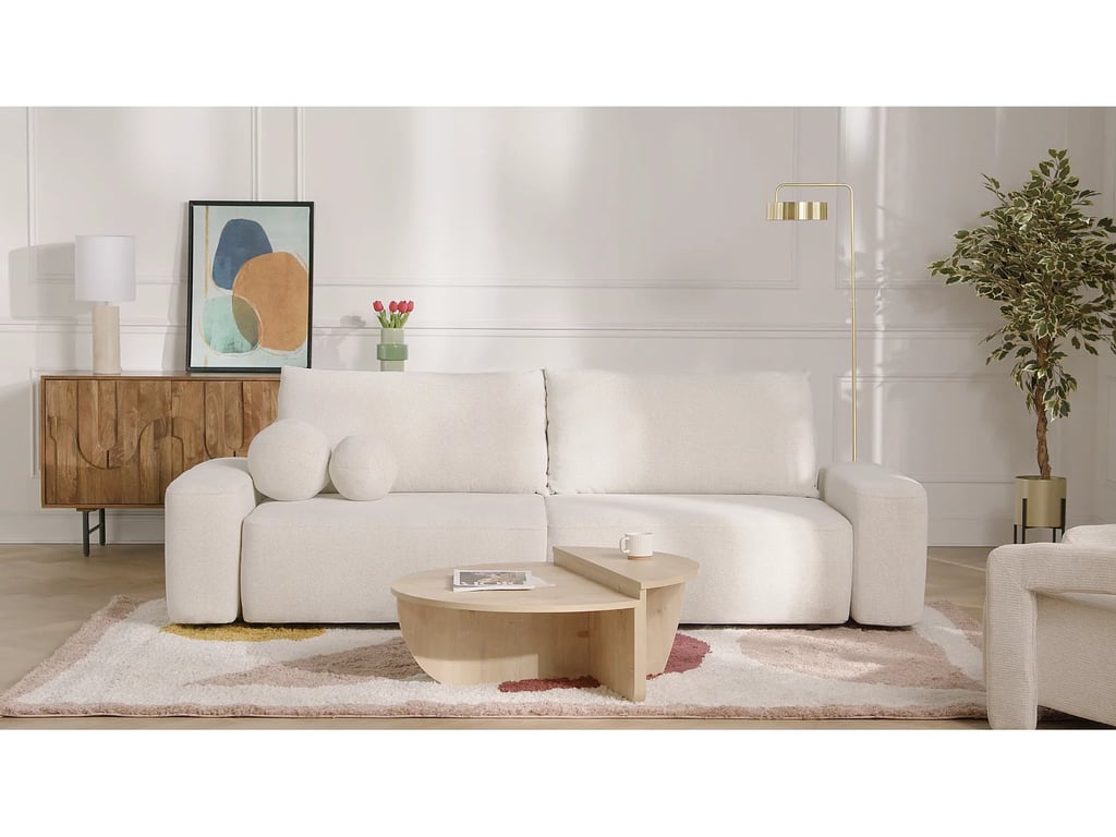 Daviso canapé convertible 4 places tissu chiné beige - Vue supplémentaire 1