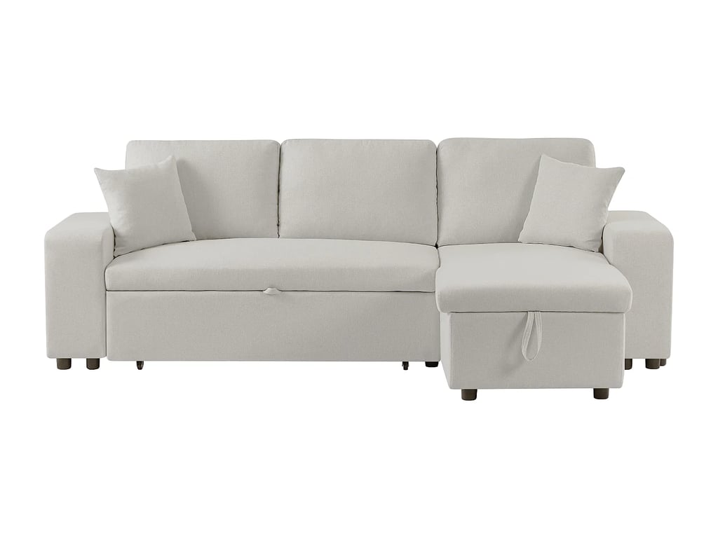 Selim canapé d'angle convertible réversible 4 places tissu beige - Vue supplémentaire 2