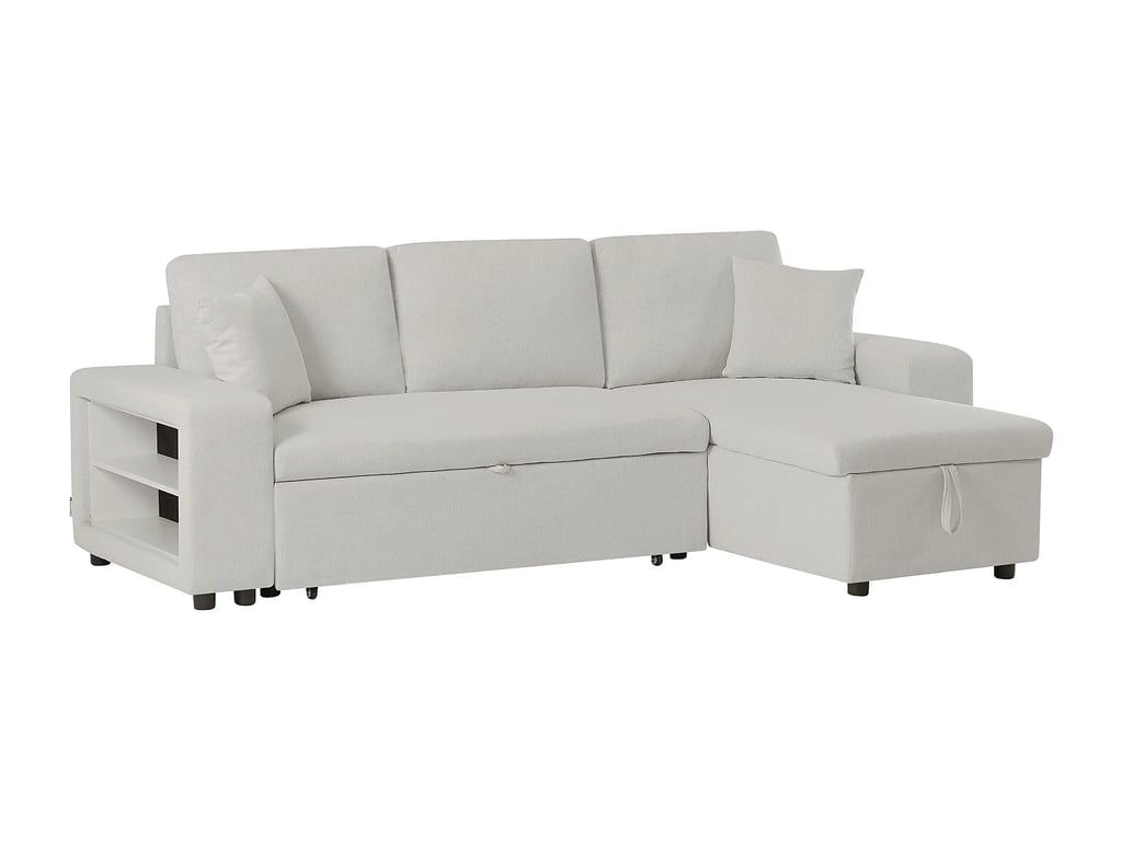 Selim canapé d'angle convertible réversible 4 places tissu beige - Vue supplémentaire 3