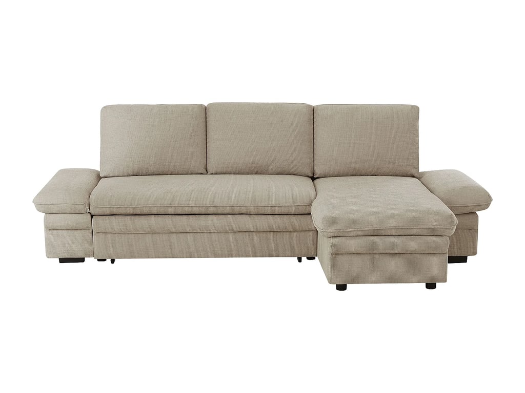 Siviara canapé d'angle convertible réversible 4 places tissu chenille beige - Vue supplémentaire 3