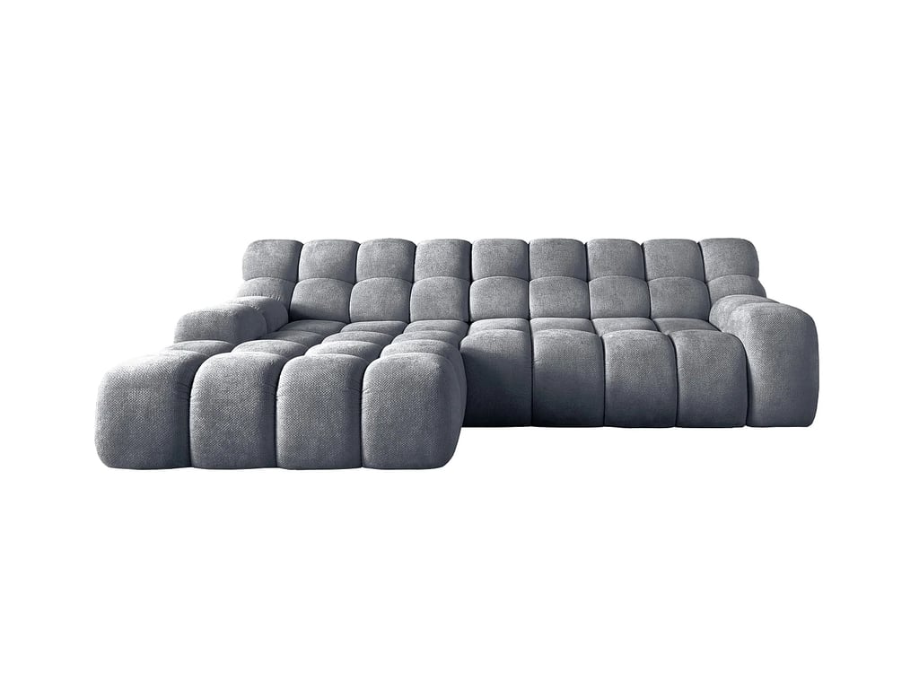 Campile - Canapé d'angle gauche 4 places tissu texturé gris assise coulissante électrique - Vue supplémentaire 1