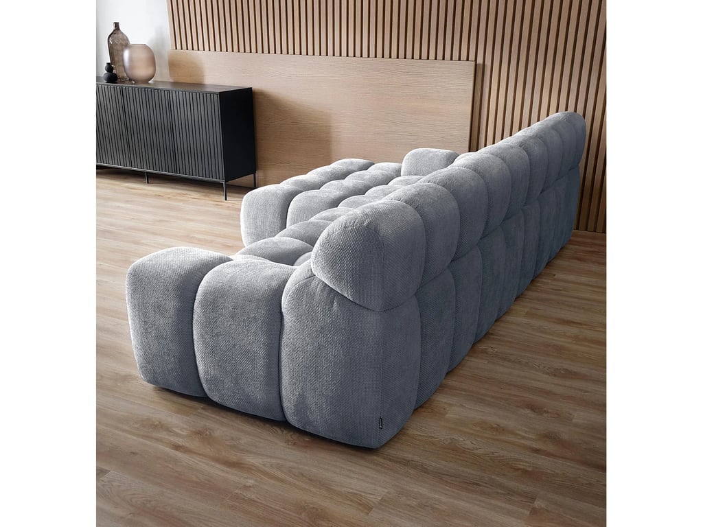 Campile - Canapé d'angle gauche 4 places tissu texturé gris assise coulissante électrique - Vue supplémentaire 3