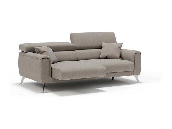 Caravaggio - Canapé 3 places microfibre beige assise coulissante