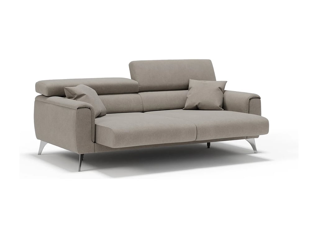 Caravaggio - Canapé 3 places microfibre beige assise coulissante - Vue supplémentaire 2