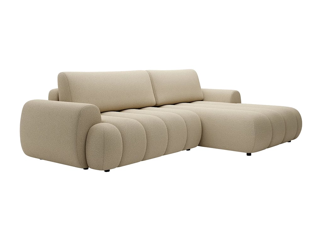 Fridora canapé d'angle convertible droit 4 places tissu beige - Vue supplémentaire 3