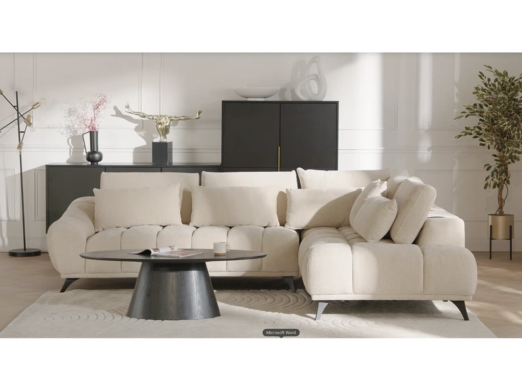 Maviro canapé d'angle gauche 5 places velours texturé beige - Vue supplémentaire 1