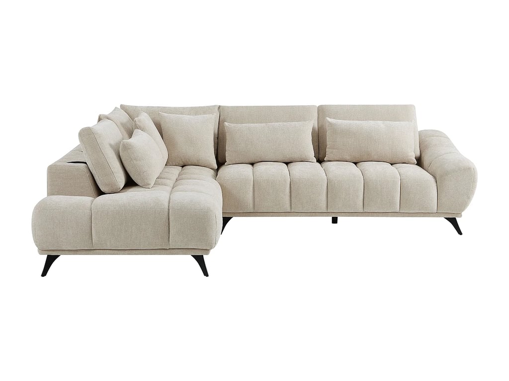 Maviro canapé d'angle gauche 5 places velours texturé beige - Vue supplémentaire 2