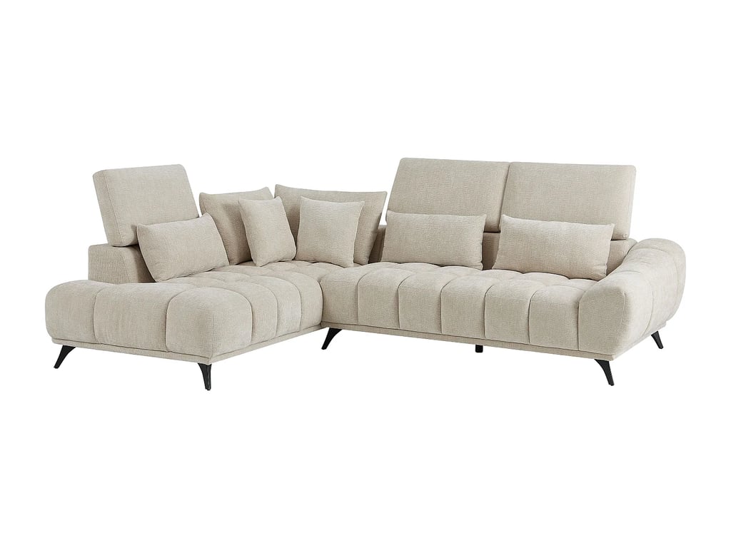 Maviro canapé d'angle gauche 5 places velours texturé beige - Vue supplémentaire 3