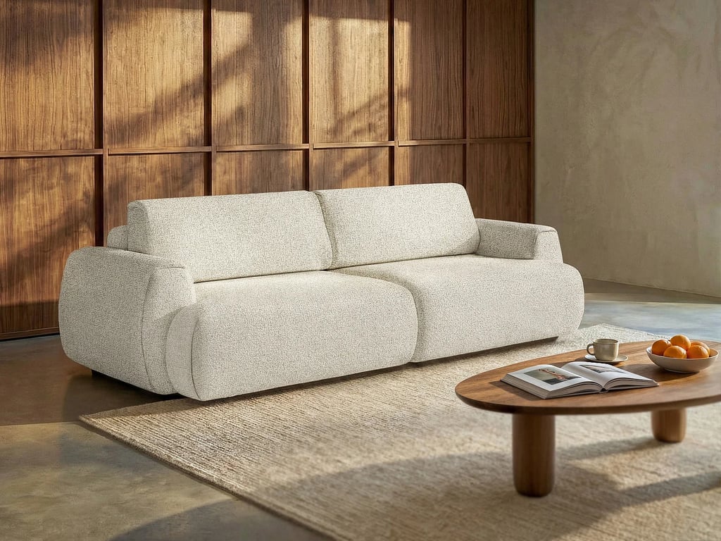 Produit similaire: Monelia canapé convertible 4 places tissu chiné beige