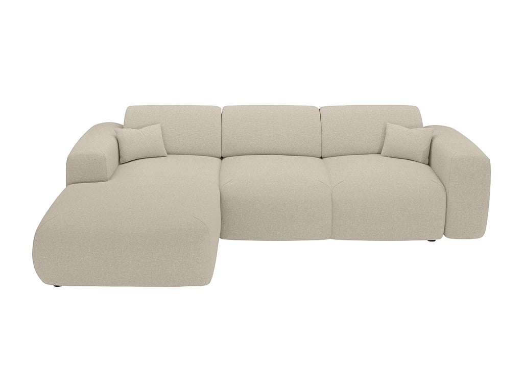 Pogni canapé d'angle convertible gauche 5 places tissu chiné beige - Vue supplémentaire 2