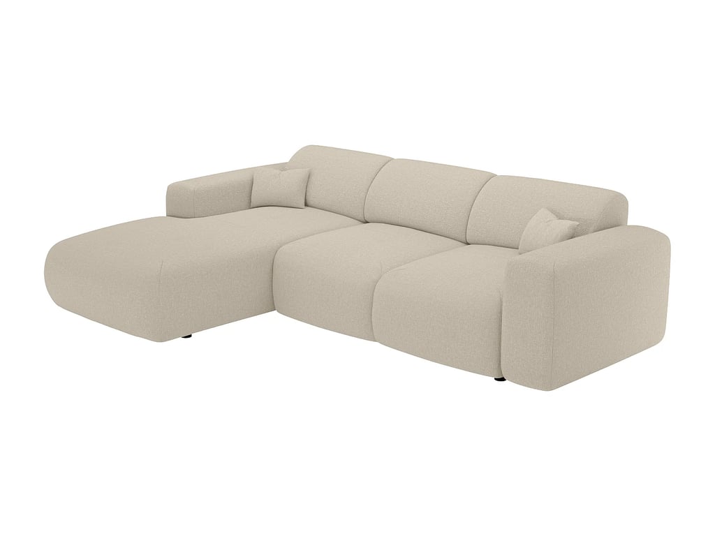 Pogni canapé d'angle convertible gauche 5 places tissu chiné beige - Vue supplémentaire 3