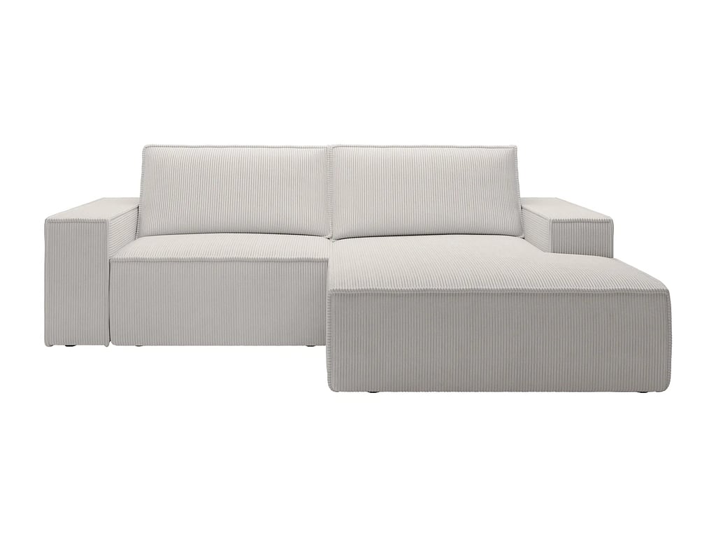 Amelia canapé d'angle convertible droit 3 places velours côtelé beige - Vue supplémentaire 1