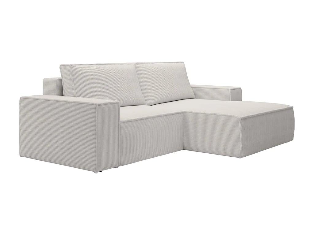 Amelia canapé d'angle convertible droit 3 places velours côtelé beige - Vue supplémentaire 2