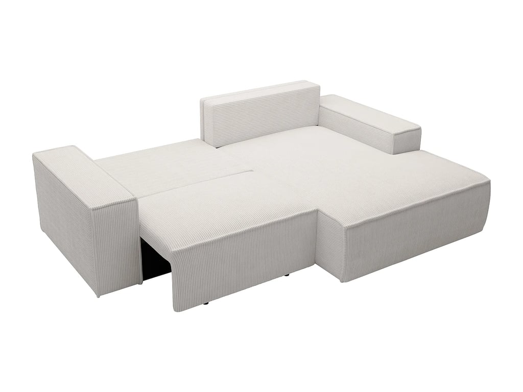 Amelia canapé d'angle convertible droit 3 places velours côtelé beige - Vue supplémentaire 3
