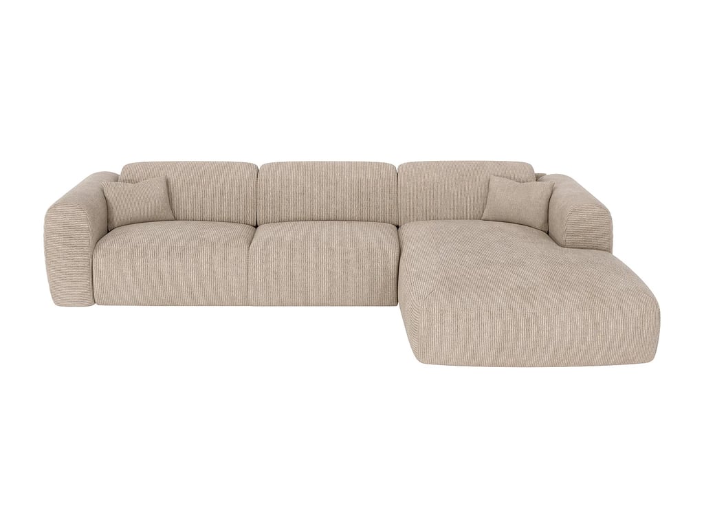 Pogni canapé d'angle convertible droit 5 places velours côtelé beige - Vue supplémentaire 2