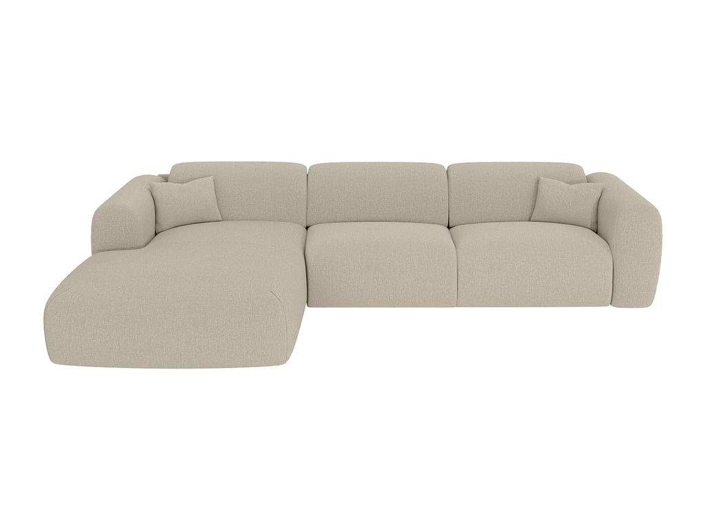 Pogni canapé d'angle convertible gauche 5 places tissu chiné beige - Vue supplémentaire 3