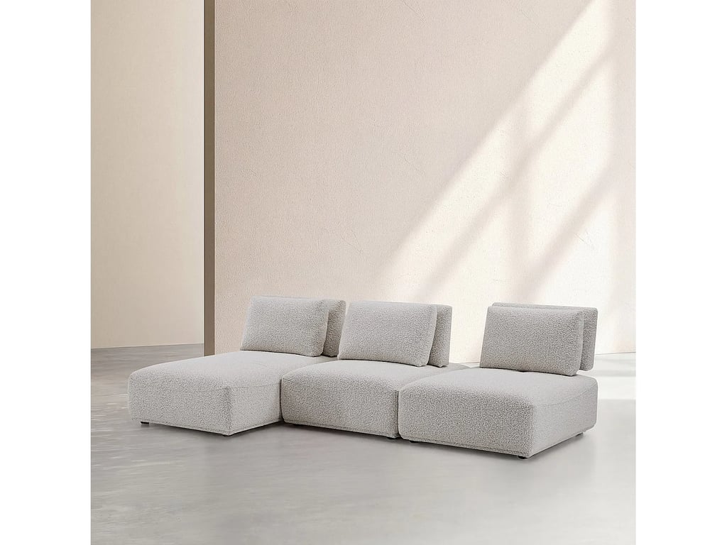 Rudolf - Canapé modulable 3 places tissu bouclette gris dossier avance-recule - Vue supplémentaire 3