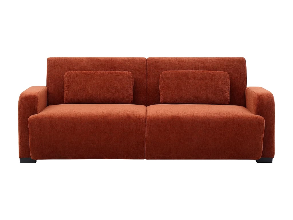 Lomario canapé convertible 3 places clic-clac tissu chenille terracotta - Vue supplémentaire 2