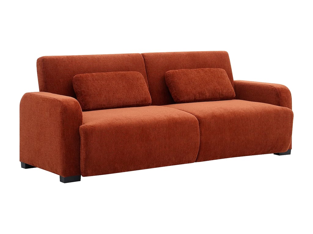 Lomario canapé convertible 3 places clic-clac tissu chenille terracotta - Vue supplémentaire 3