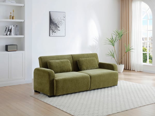Lomario canapé convertible 3 places clic-clac tissu chenille vert