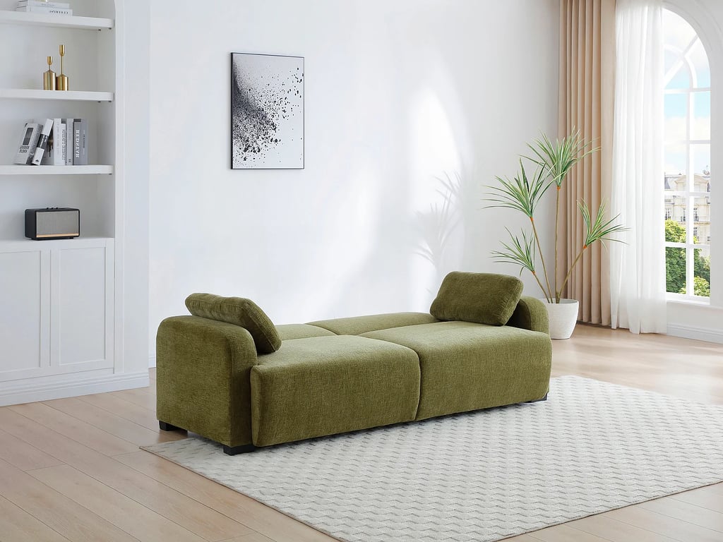 Lomario canapé convertible 3 places clic-clac tissu chenille vert - Vue supplémentaire 1