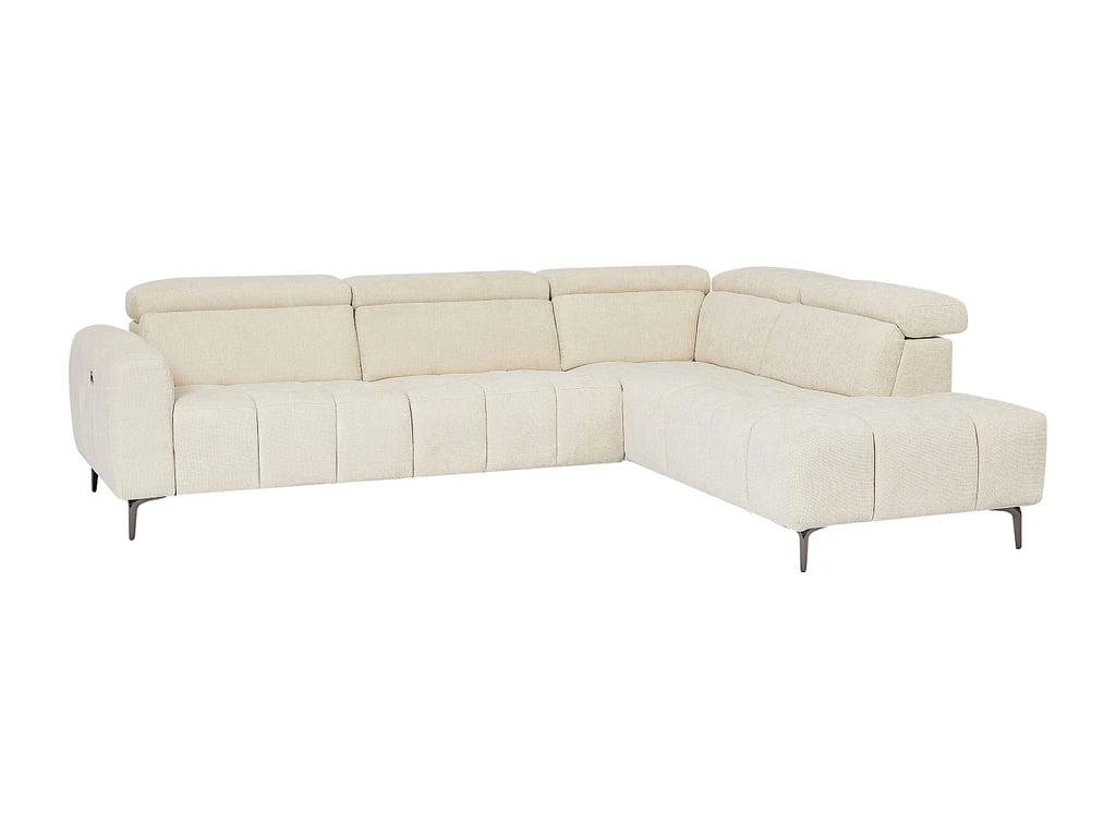 Caldoria canapé d'angle droit 6 places tissu texturé beige relax électrique - Vue supplémentaire 3