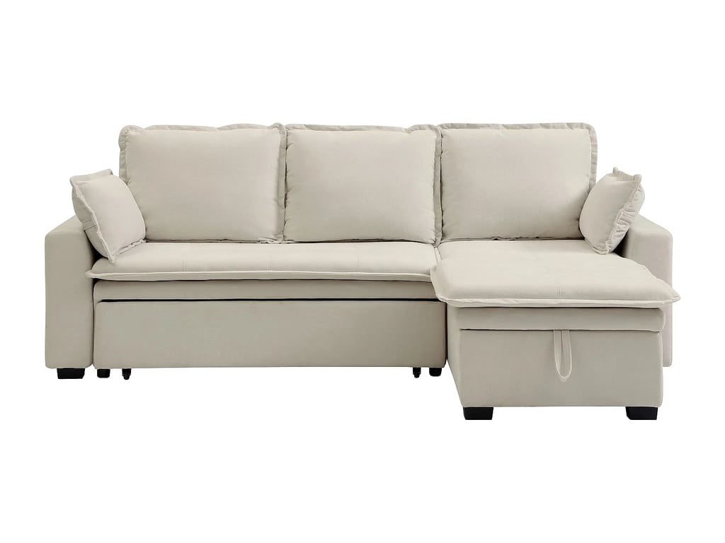 Zakila canapé d'angle convertible réversible 4 places tissu blanc cassé - Vue supplémentaire 2