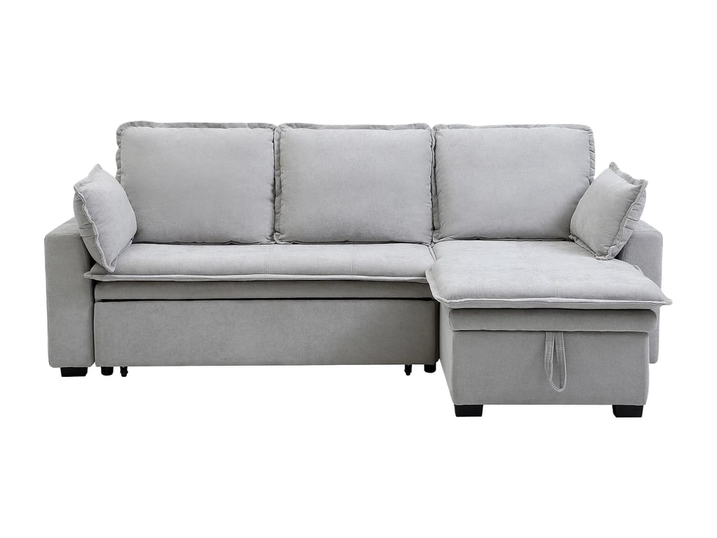 Zakila canapé d'angle convertible réversible 4 places tissu gris clair - Vue supplémentaire 2