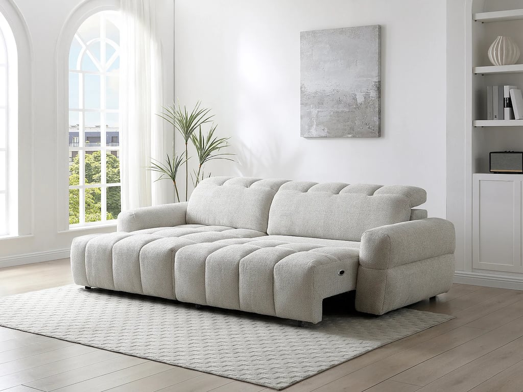 Cariala canapé d'angle gauche 4 places tissu beige relax électrique - Vue supplémentaire 1