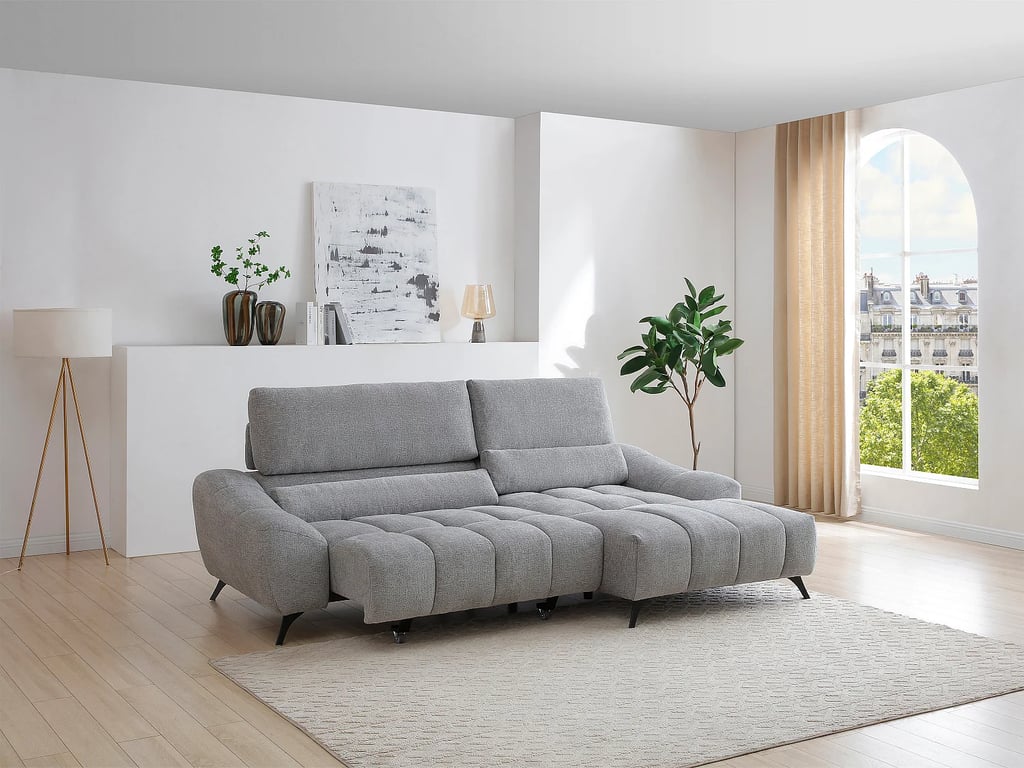 Elosia canapé d'angle droit 4 places tissu gris relax - Vue supplémentaire 2