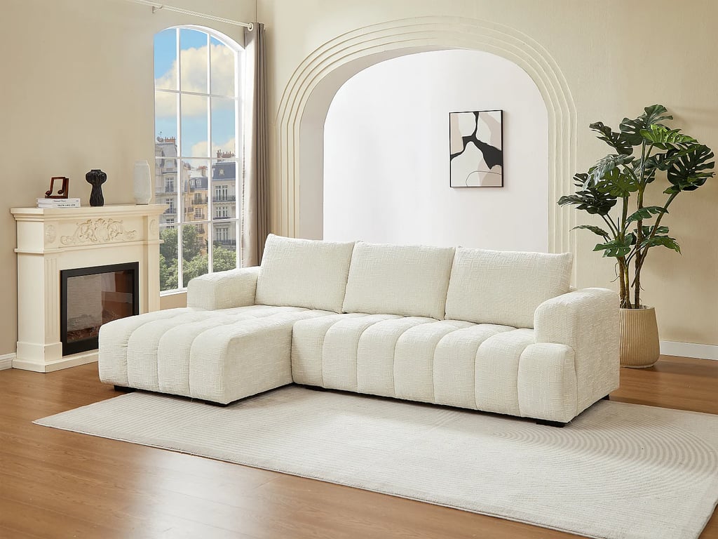 Produit similaire: Benola canapé d'angle gauche 5 places tissu texturé beige