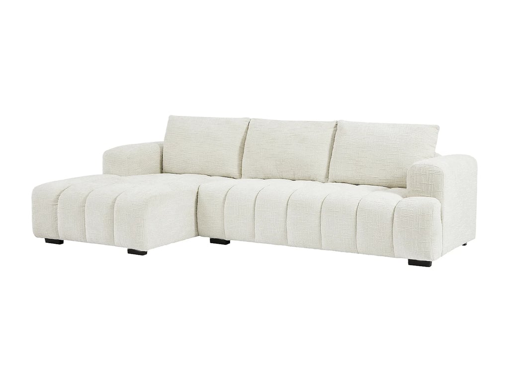 Benola canapé d'angle gauche 5 places tissu texturé beige - Vue supplémentaire 2