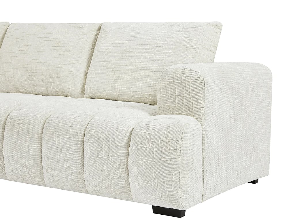 Benola canapé d'angle gauche 5 places tissu texturé beige - Vue supplémentaire 3