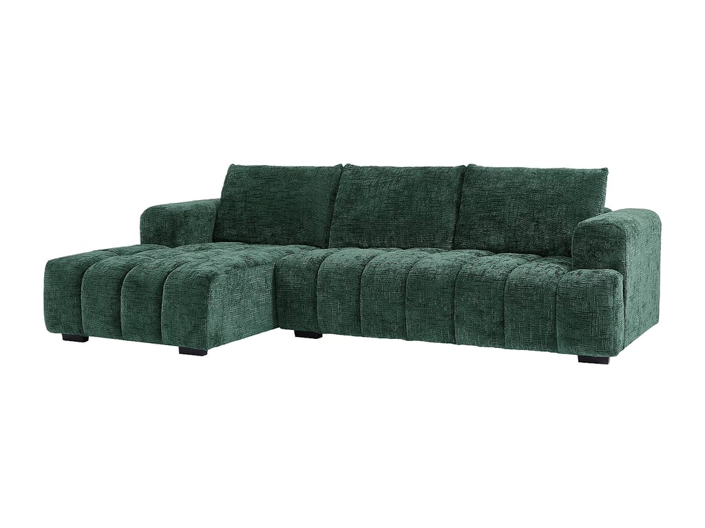 Benola canapé d'angle gauche 5 places tissu texturé vert - Vue supplémentaire 2