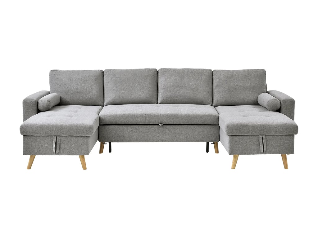 Kori canapé panoramique convertible 5 places tissu gris clair - Vue supplémentaire 2