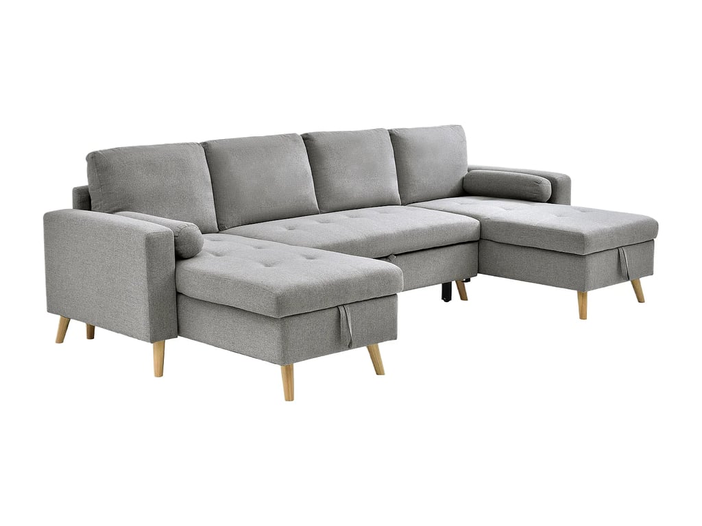 Kori canapé panoramique convertible 5 places tissu gris clair - Vue supplémentaire 3