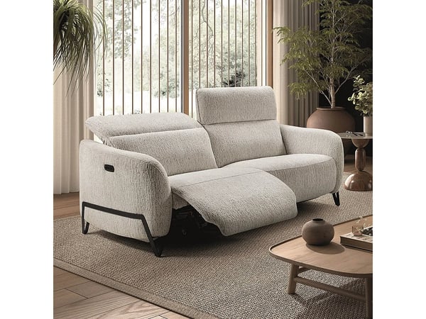 Amsten canapé 3 places tissu texturé beige relax électrique