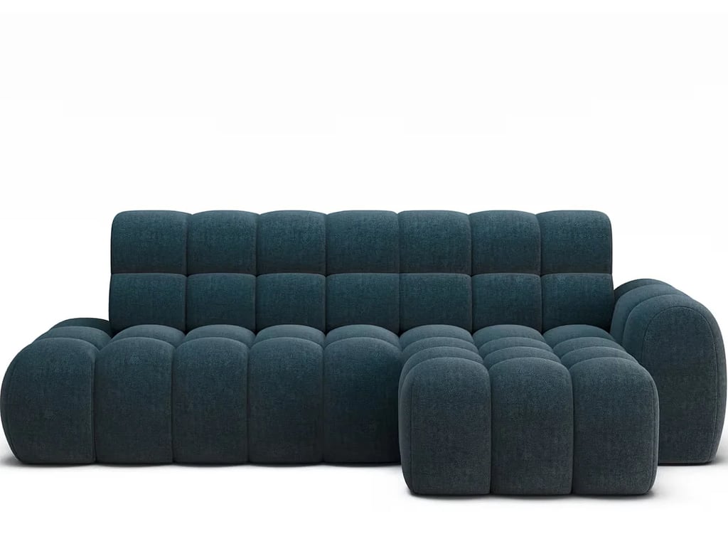 Kindo - Canapé d'angle convertible 4 places tissu bleu canard assise coulissante électrique - Vue supplémentaire 1