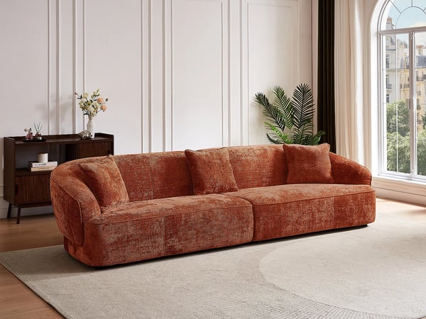 Zuliaka canapé 4 places tissu texturé terracotta