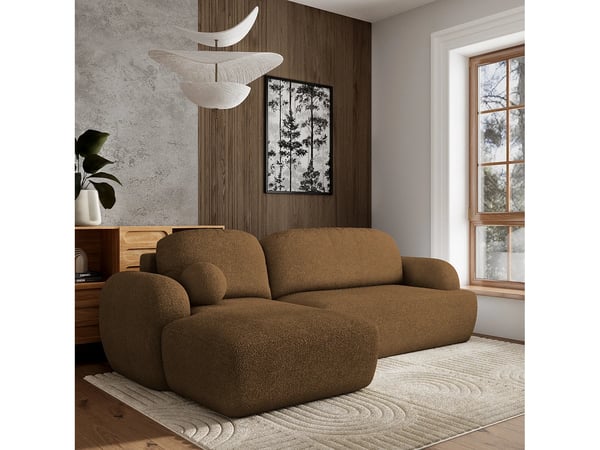 Modenza canapé d'angle convertible gauche 3 places tissu bouclette marron
