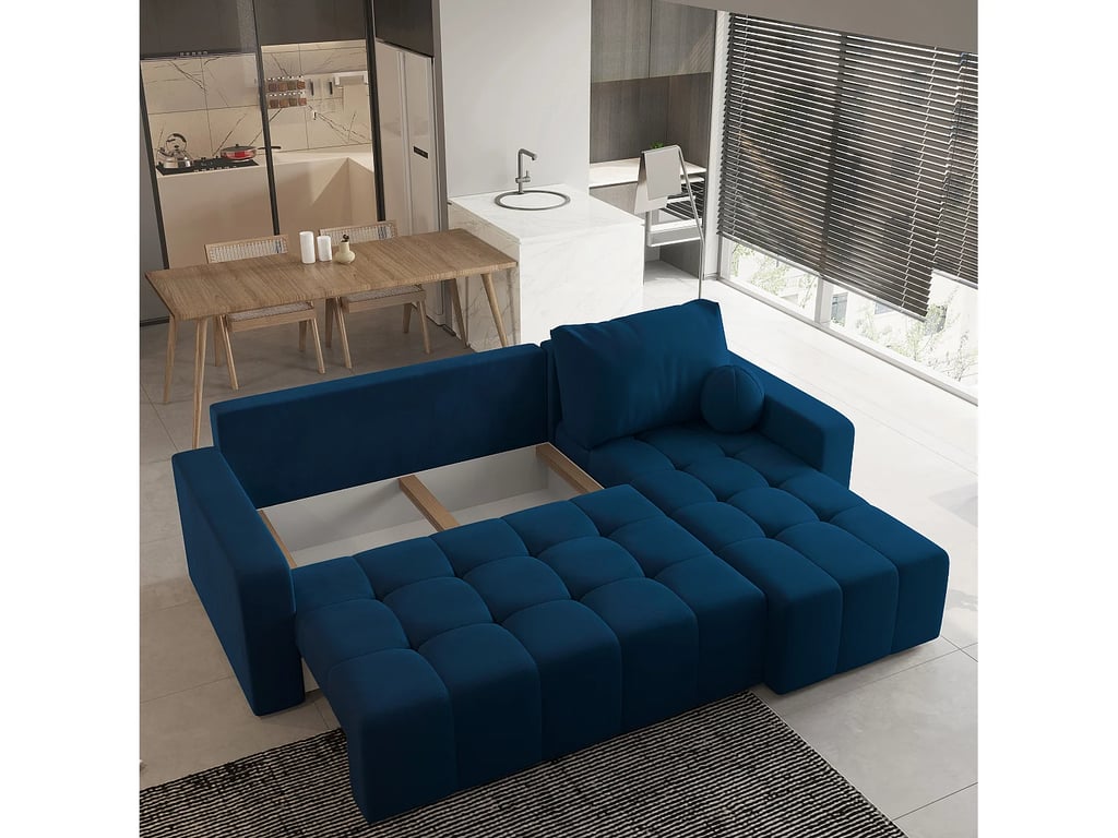 Volira canapé convertible 3 places tissu bouclette bleu - Vue supplémentaire 2